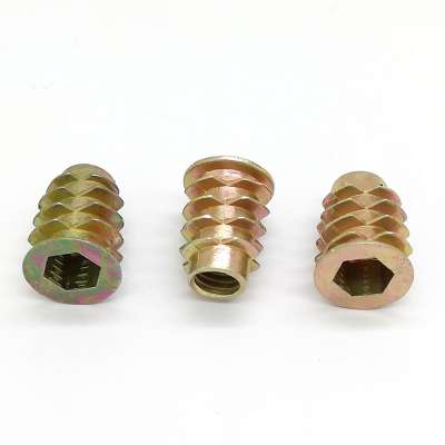 Metal barrel hex socket m6 insert thread inserts nut for wooden furniture